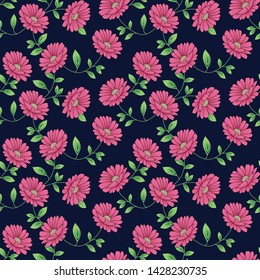 all over rose vector flower desing on navy