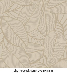 all over seamless cream vector leaf pattern on background