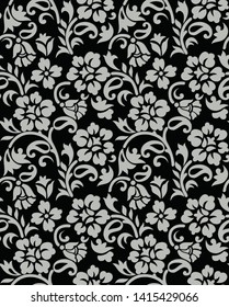 all over seamless floral flowers pattern on black background