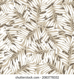 all over seamless floral vector leaf pattern on cream background