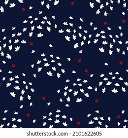 all over seamless floral vector small white flowers pattern on navy background