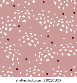 alles auf nahtlosem, floralem, kleinen Blumenmuster auf rosafarbenem Hintergrund
