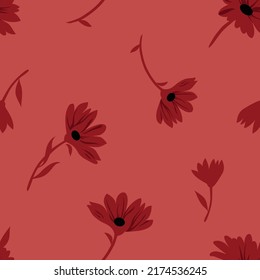 todo sobre el patrón de flores rojas vectoriales florales sin fisuras en el fondo