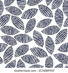 all over seamless floral vector navy leaf pattern of white