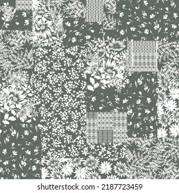all over seamless floral vector small flowers with leaves bandanna pattern on background