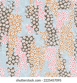 all over seamless floral vector white small flowers pattern on texture paisley background