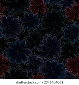 all over seamless floral vector multi color leaf pattern on black background  Seamless vector image. Addition to a more complex decor.