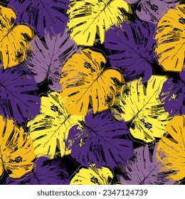 all over seamless floral vector multi color leaf pattern on black background  Seamless vector image. Addition to a more complex decor.