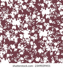 all over seamless floral vector white flowers leaves pattern on background