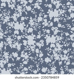 all over seamless floral vector small grey flowers leaves pattern on background