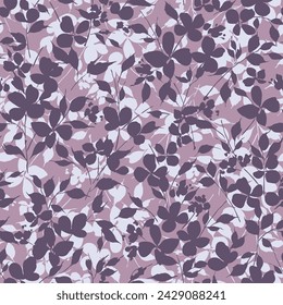 all over seamless floral vector small flowers leaves pattern on violet background