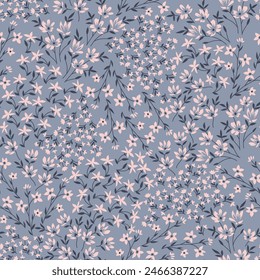 todo sobre Vector floral sin costuras rosa Pequeño con patrón de hojas grises en el fondo