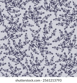 all over seamless floral vector violet small flowers leaves pattern on background