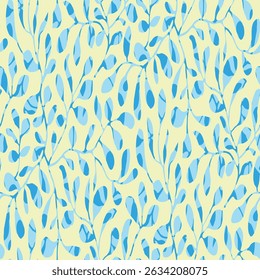all over seamless floral vector blue leaves pattern on background