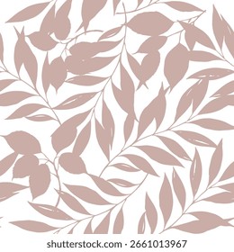 all over seamless floral vector cream leaf pattern of white