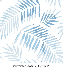 Todo el patrón de hoja azul de Vector floral sin fisuras de blanco
