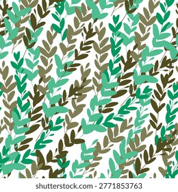 all over seamless floral vector green leaf pattern of whte