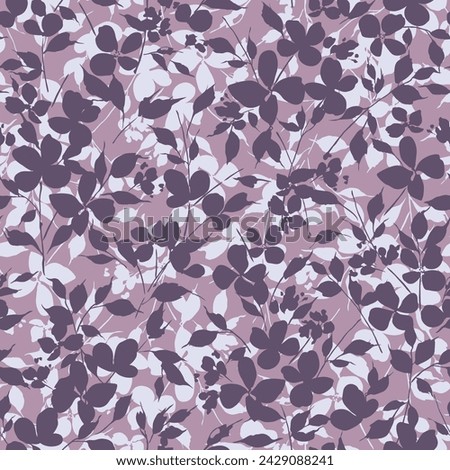 all over seamless floral vector small flowers leaves pattern on violet background