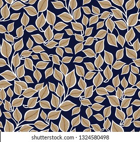 all over seamless leaves pattern on navy background