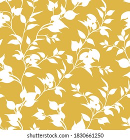 all over seamless leaves pattern on yellow background