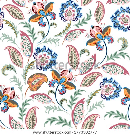 all over seamless multi paisley pattern of white