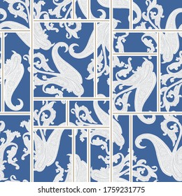 all over seamless paisley pattern on bandanna blue background