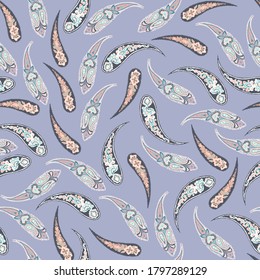 all over seamless paisley pattern on violet background