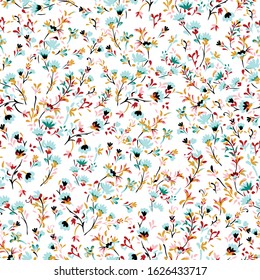 all over seamless small vector flowers pattern of white