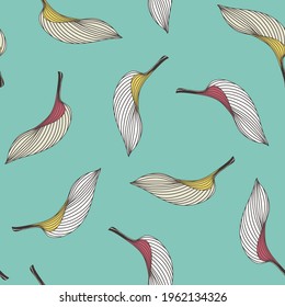 all over seamless stock vector pink and yellow leaf pattern on green background