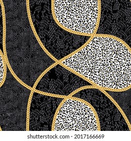 todo sobre leopardo negro vectorial transparente con textura patrón de cadena oro negativo en el fondo