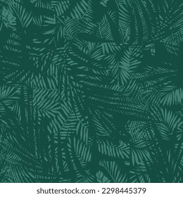 all over seamless vector green texture leaf pattern on green background