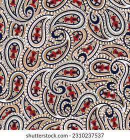 all over seamless vector multi color stock paisley pattern