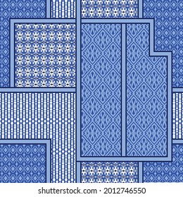 all over seamless vector negative pattern on blue background