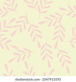 all over seamless vector pink small leaves pattern on red background
