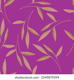 all over seamless vector pink small leaves pattern on red background