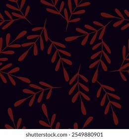 all over seamless vector pink small leaves pattern on red background