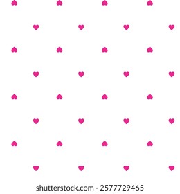 All over seamless vector repeat pattern with ditsy small red hand drawn doodle hearts tossed on white background. Simple cute background