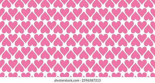 All over seamless vector repeat pattern with ditsy pink hand drawn doodle hearts tossed on white background. Simple cute Valentines day background
