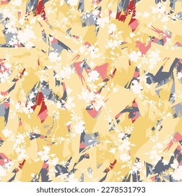 all over seamless vector white small leaves pattern on multi color texture background