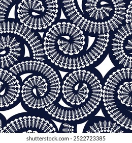 all over seamless vector white negative pattern on navy background