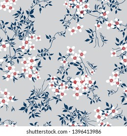 all over small flowers with leaves pattern on background