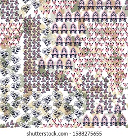 all over small seamless flowers paisley pattern on texture background