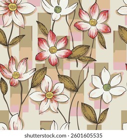 all - over textile design illustration digital image printing factory abstract an embossed blooming bright flower motif arrangement