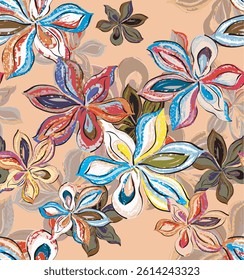 all - over textile design illustration digital image printing factory abstract an embossed blooming bright flower motif arrangement