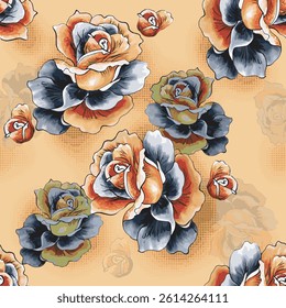 all - over textile design illustration digital image printing factory abstract an embossed blooming bright flower motif arrangement 