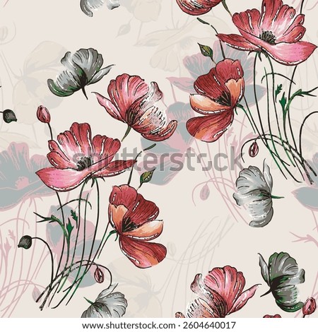 all - over textile design illustration digital image printing factory abstract an embossed blooming bright flower motif arrangement