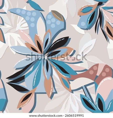 all - over textile design illustration digital image printing factory abstract an embossed blooming bright flower motif arrangement
