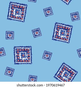 All over vector bandanna pattern on blue background