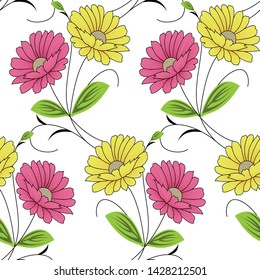 all over  vector flower desing on white background