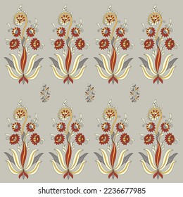 all over vector flower motif pattern on cream background stock